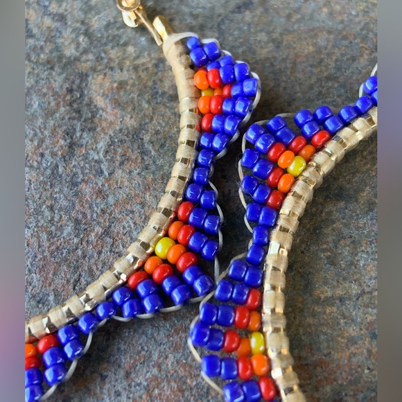 Beautiful Zuni Beaded Hoop Earrings - Picture 5 of 6